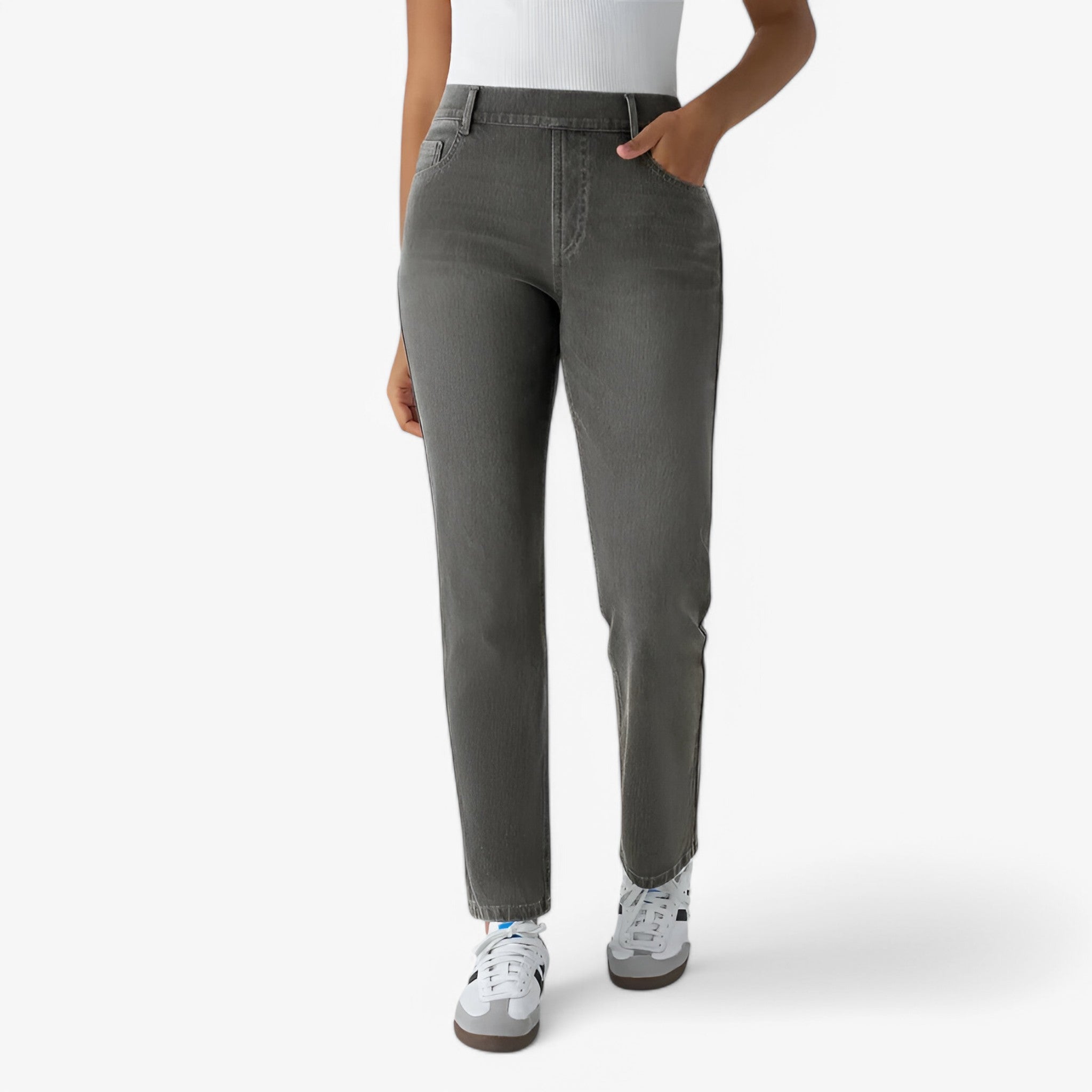 Nina | Bukser med høj talje - Strækbare & Behagelige - Sort Denim - Nina | Bukser med høj talje - Strækbare & Behagelige - € - {{ product_tags }