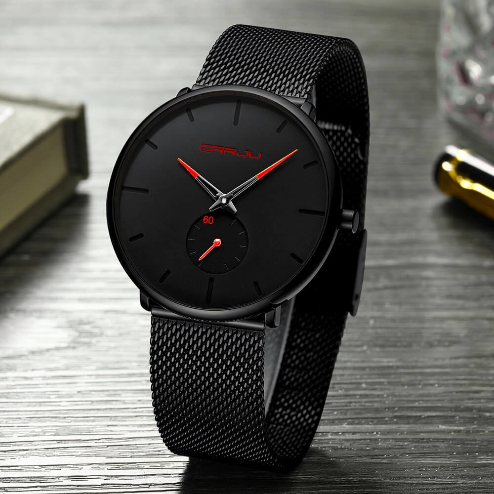 Luksus kvartsur - Sort Rød - Luksus kvartsur- €25 - {{ product_tags }