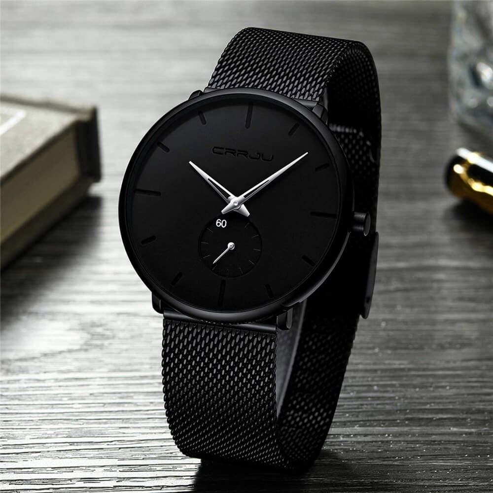 Luksus kvartsur - Sort Sølv - Luksus kvartsur- €25 - {{ product_tags }
