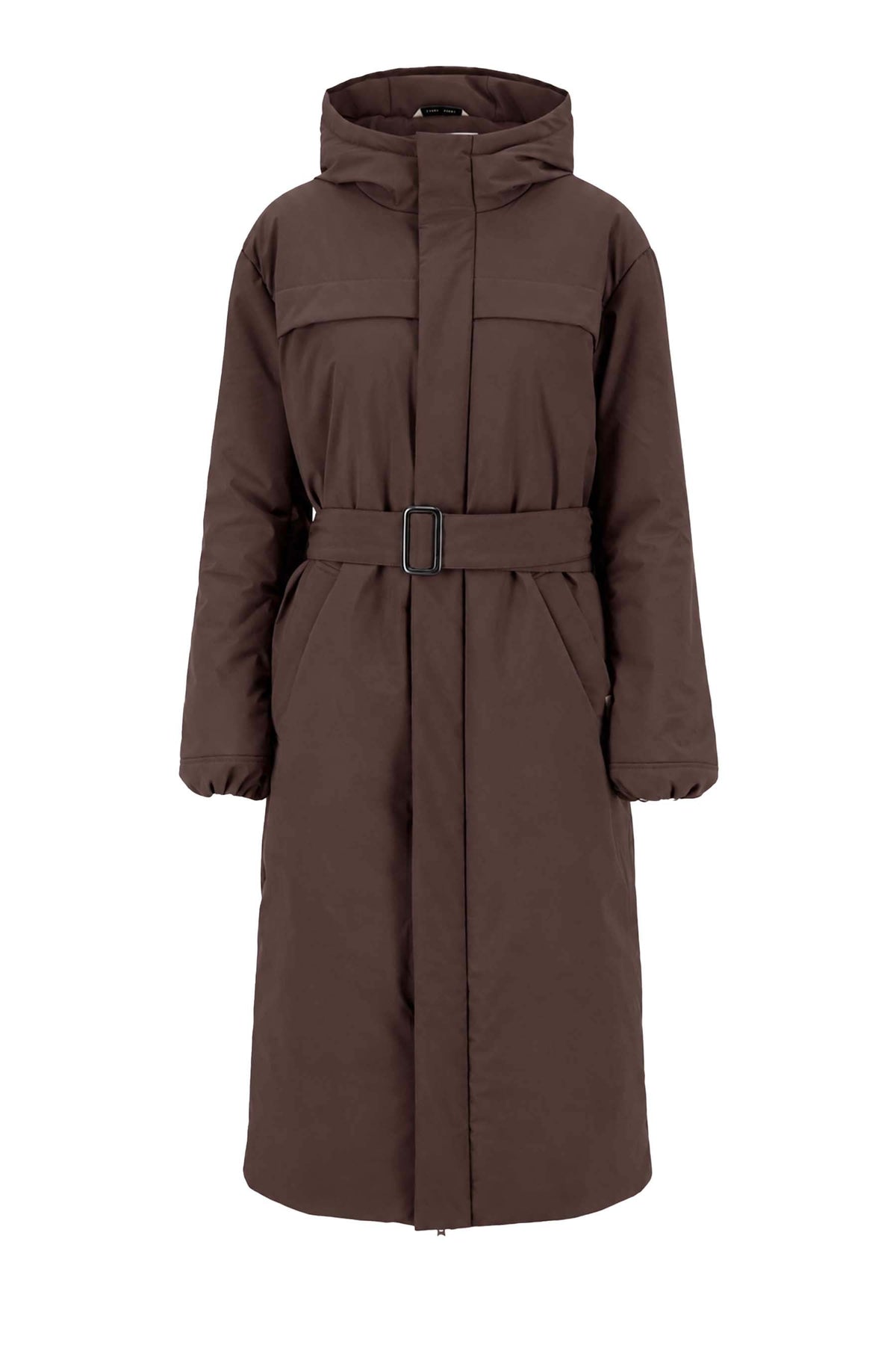 Lang Vatteret Frakke med Baelte - - Coat - {{ product_tags }