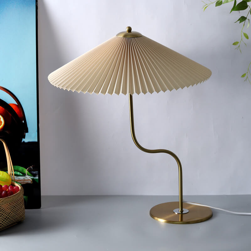 Retro Flæset Skærm Bordlampe - Dekorativt Accentlys - Khaki - Home Decor - {{ product_tags }