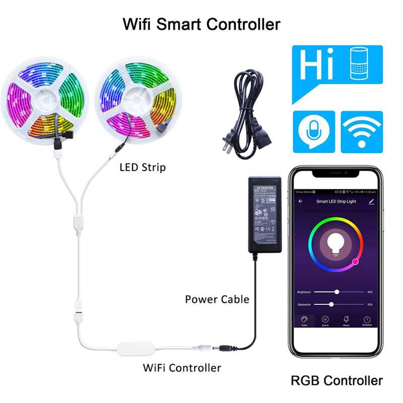 WiFi Smart RGB LED Strip Lys – 10m Vandtæt - - LED Strip Light - {{ product_tags }