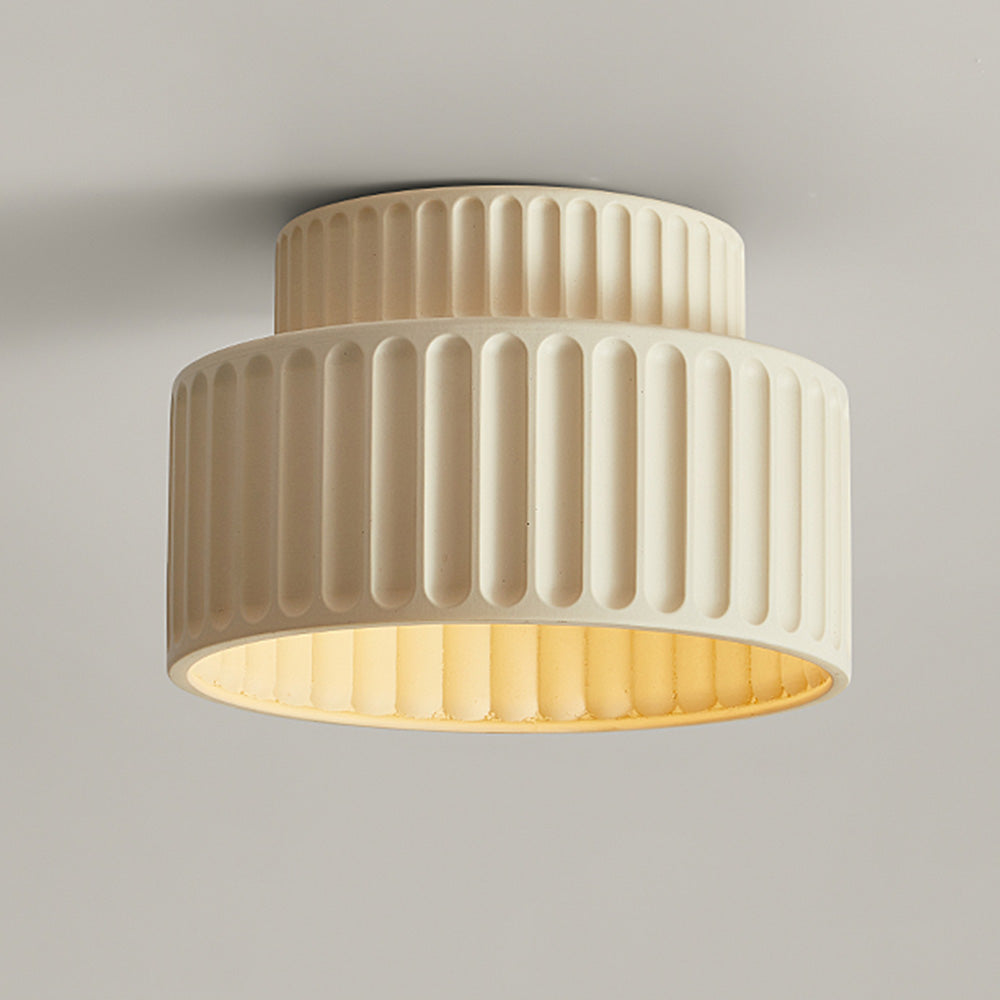 Rillet Loftlampe - Tostrenget Trommel-Design - Beige D23×H16cm - Deckenleuchte - {{ product_tags }