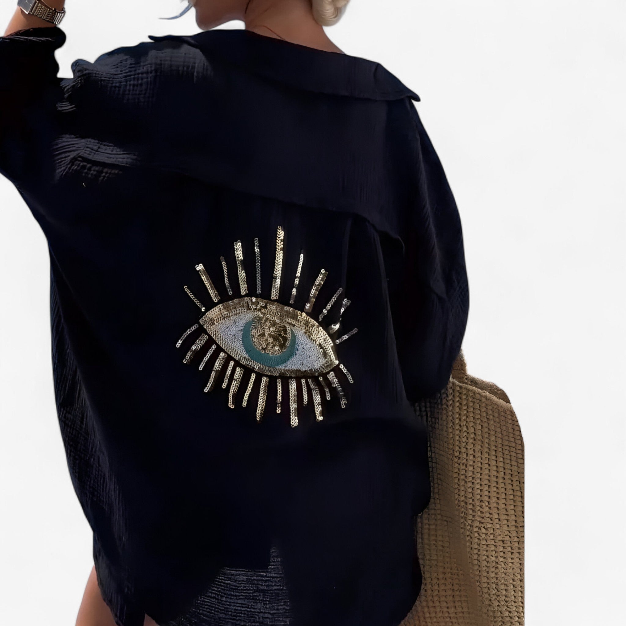 Freja | Paillet Strandbluse – Chic og trendy - Sort - women's fashion - {{ product_tags }
