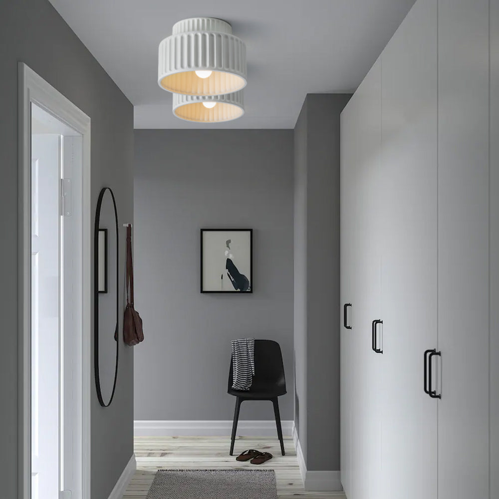 Rillet Loftlampe - Tostrenget Trommel-Design - - Deckenleuchte - {{ product_tags }