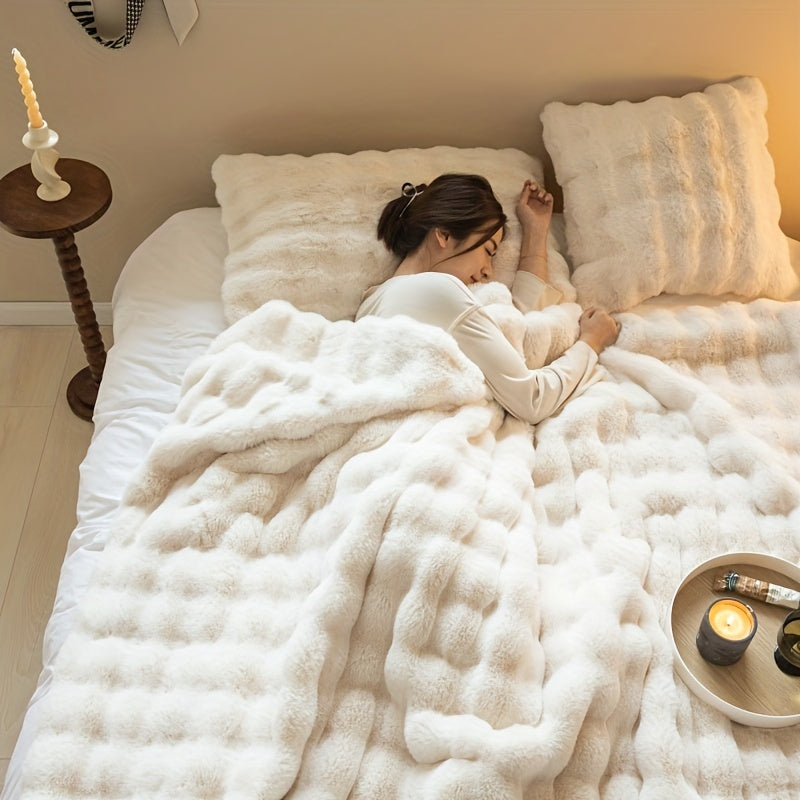 Bobbel Fleece Plaid - Blødt Sofatæppe - - Home Decor - {{ product_tags }