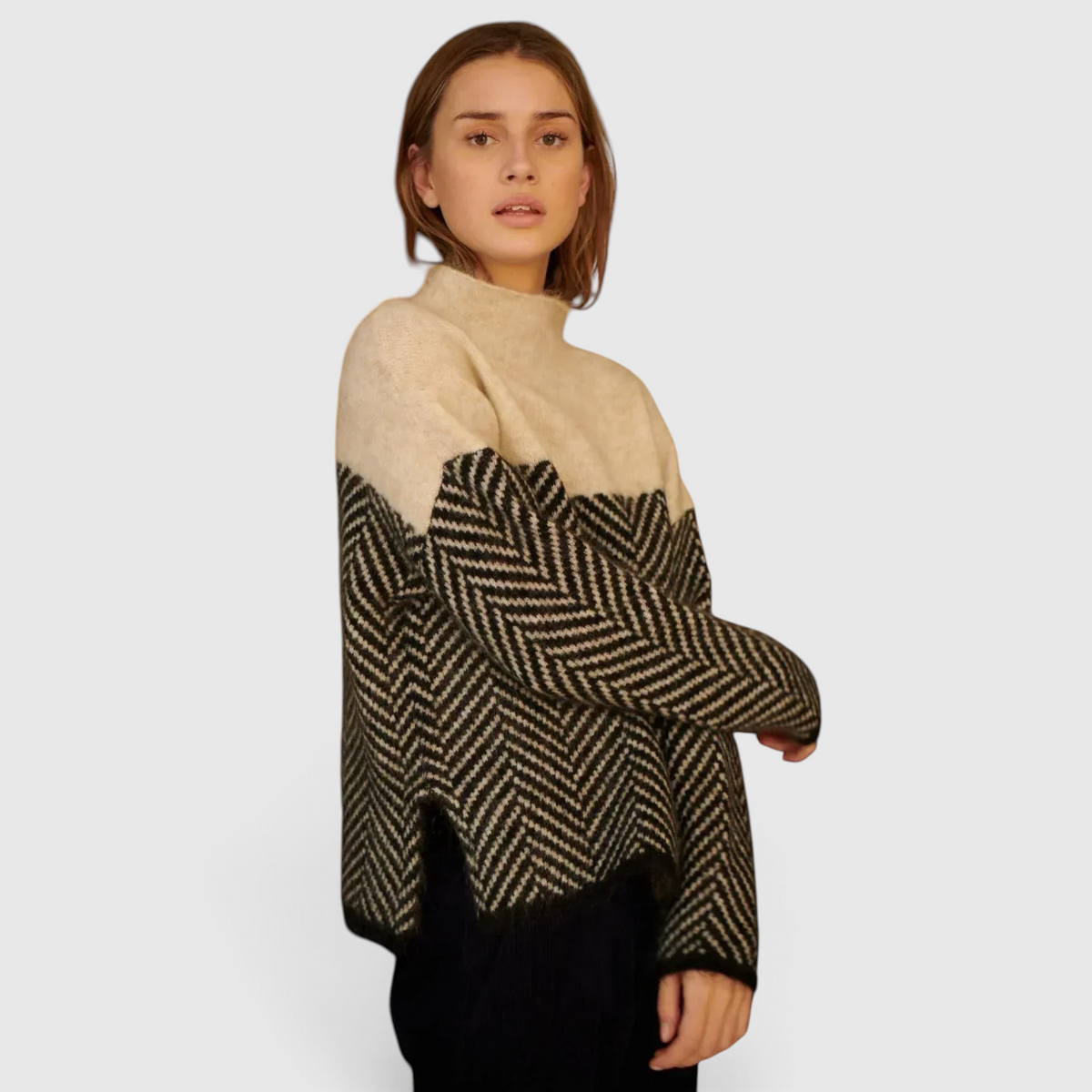 Dametrøje i cashmere med rullekrave - Blød strikpullover