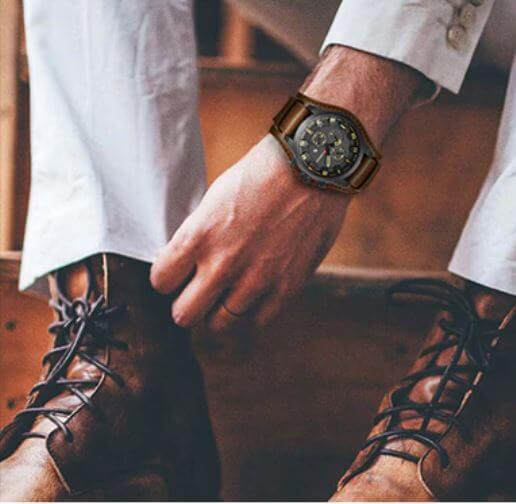 Kronograf-ur i læder til mænd - - watches - {{ product_tags }