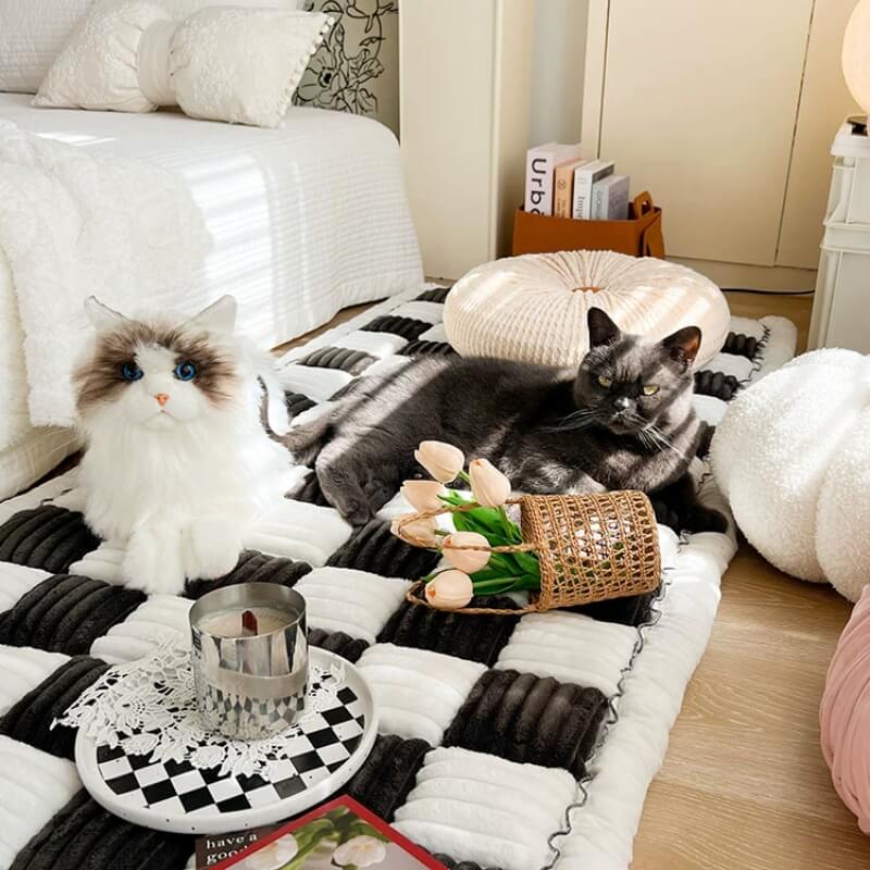 Chenille™-tæppe - Hvid sort - house & garden - {{ product_tags }