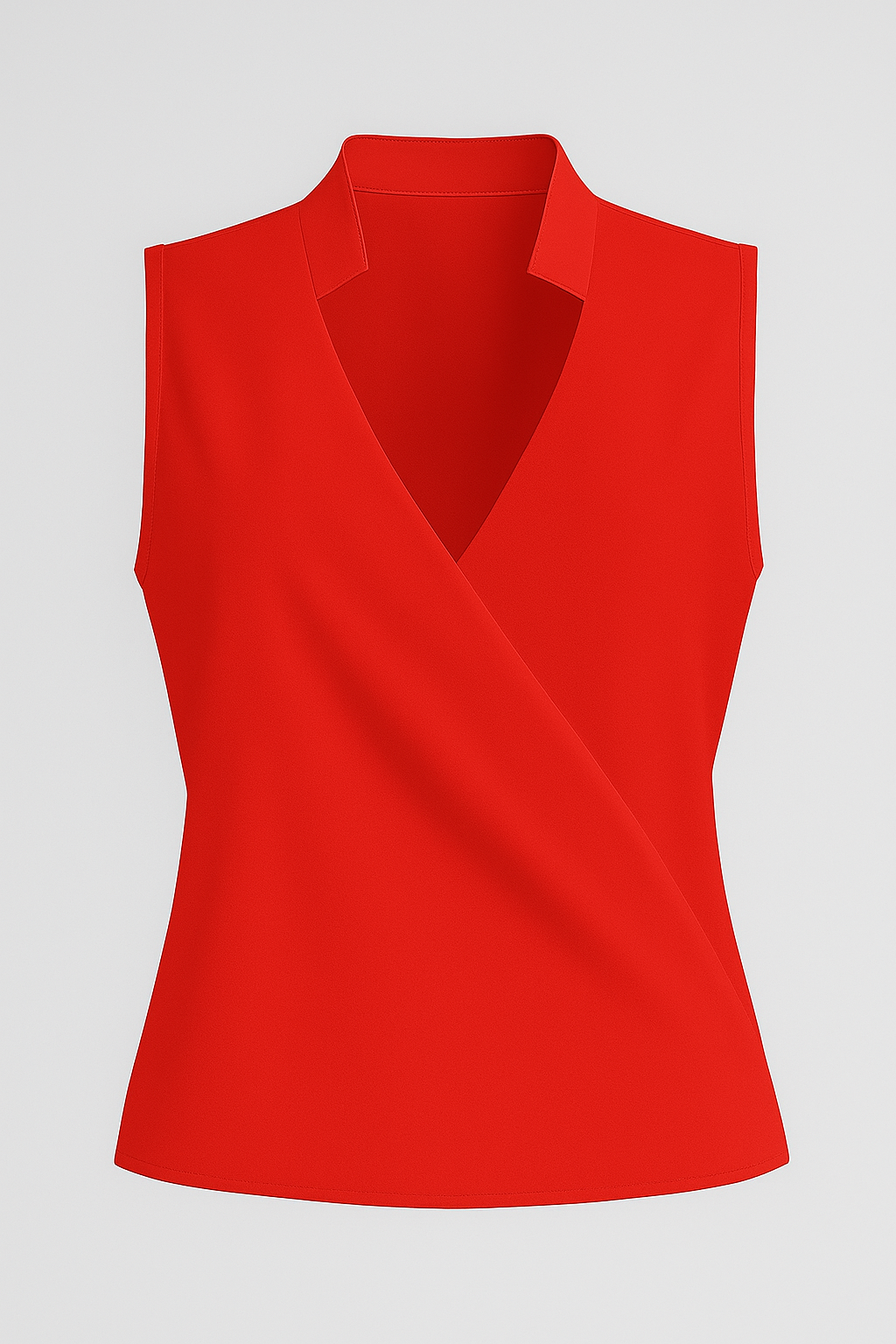 Elena | Ærmeløs bluse med V-udskæring og ståkrave - Rød - Elena | Ærmeløs bluse med V-udskæring og ståkrave - € - {{ product_tags }