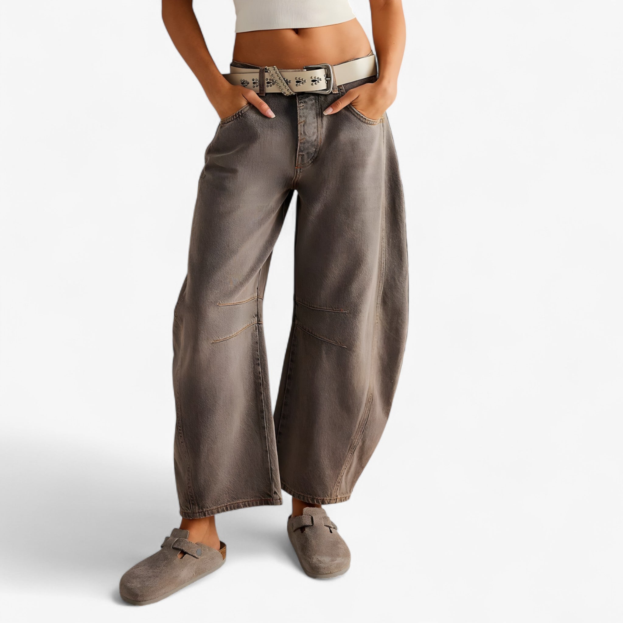 Salve | Jeans med Vidde Ben - Grå - women's fashion - {{ product_tags }