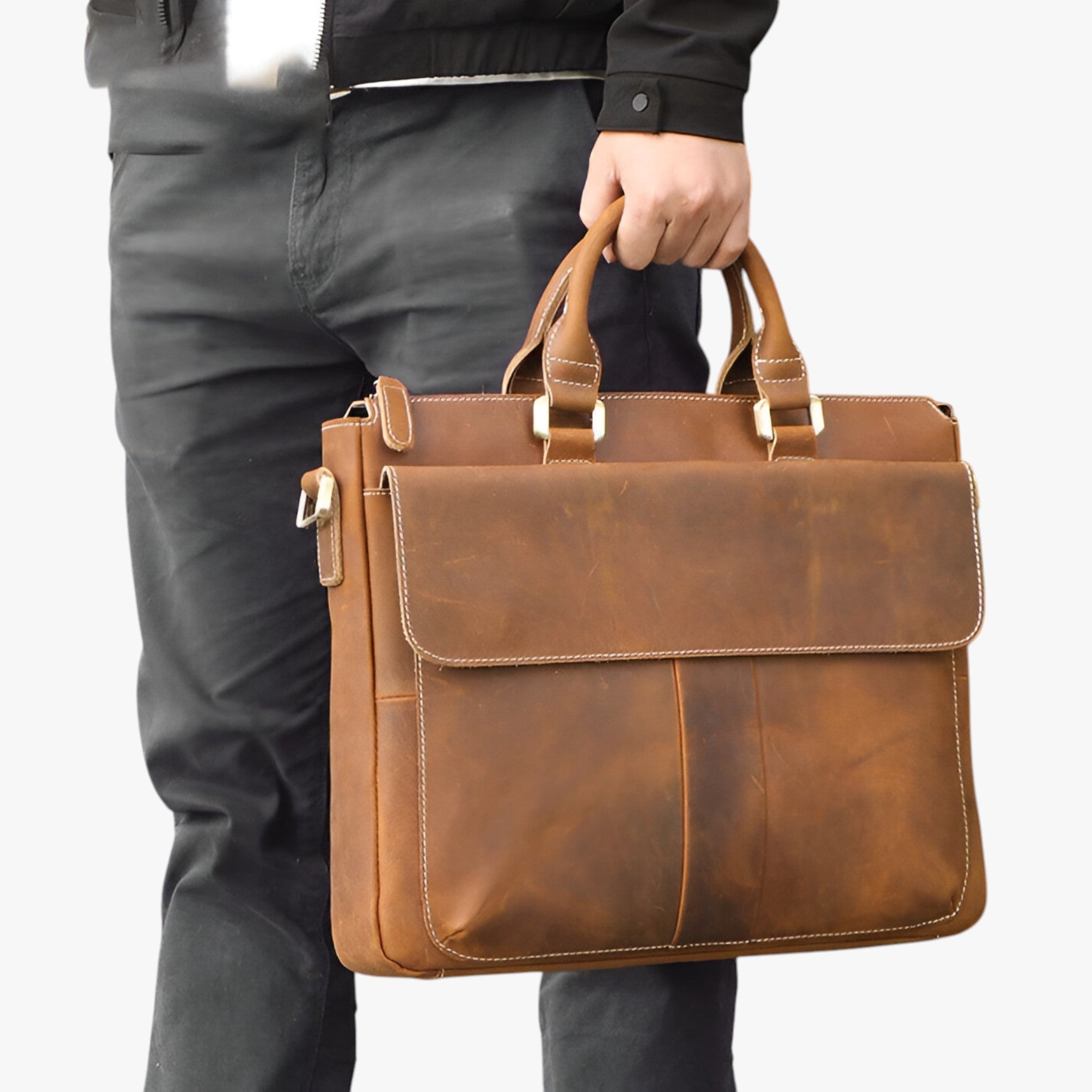 Arthur | Laptoptaske i læder med skulderrem - - bags - {{ product_tags }
