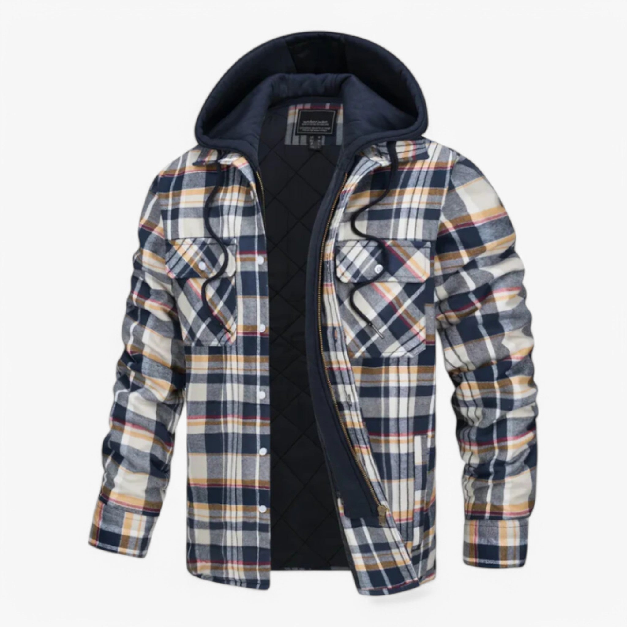 Mikkel | Ruteklædt Flannel med Hætte - Gul - men's fashion - {{ product_tags }