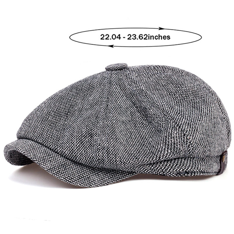 Retro kasket med otte paneler i sildebens-tweedstof, afslappet stribet kasket - - men's fashion - {{ product_tags }