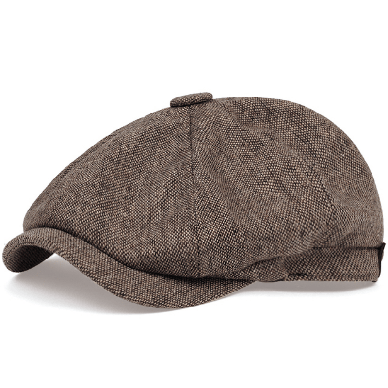 Retro kasket med otte paneler i sildebens-tweedstof, afslappet stribet kasket - - men's fashion - {{ product_tags }