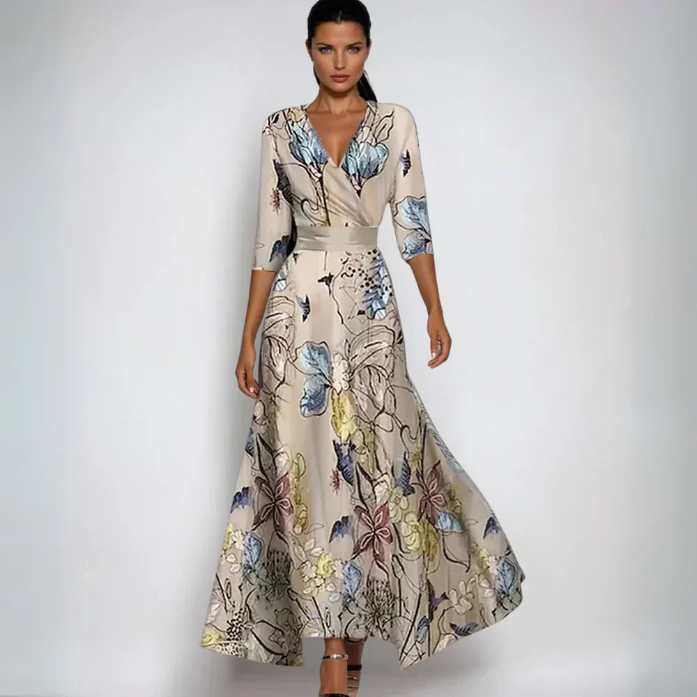 Rikke | Elegantes Blumenkleider med V-Ausschnitt og Chice Print Dame