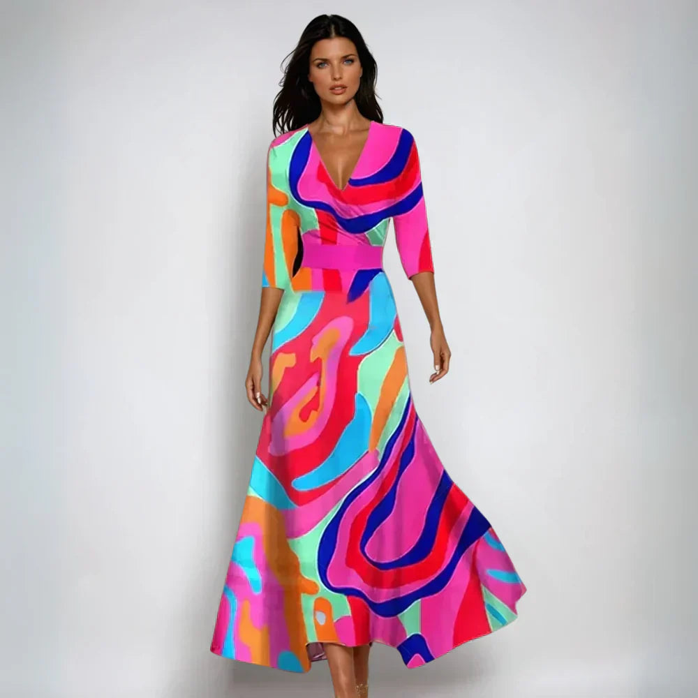 Rikke | Elegantes Blumenkleider med V-Ausschnitt og Chice Print Dame