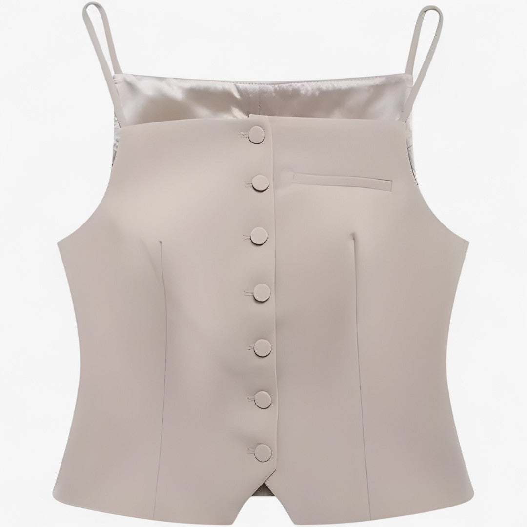 Noemi | Top corset med tynde stropper i minimalistisk stil - Beige - women's fashion - {{ product_tags }