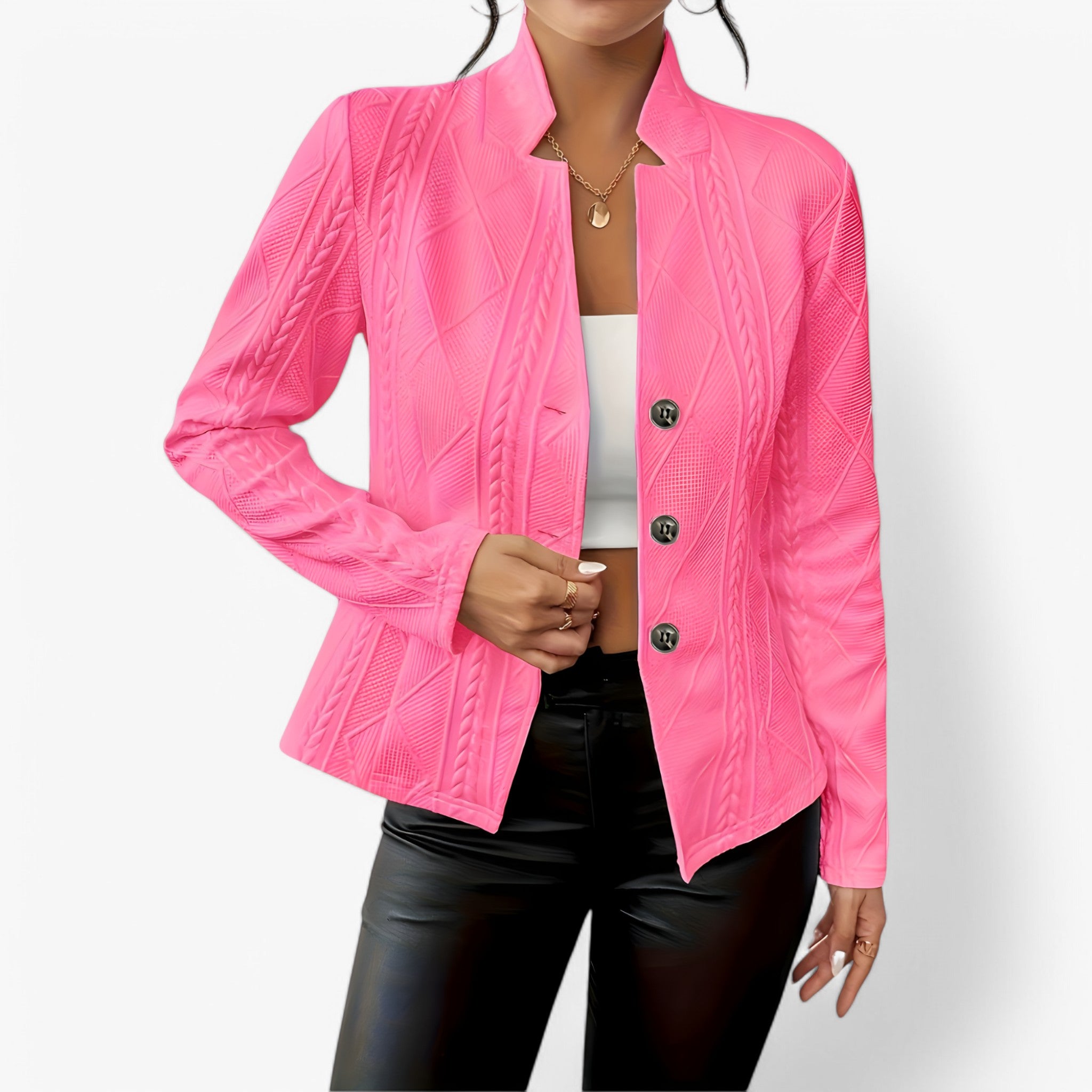 Reina – Elegant Skræddersyet Midjekappe - Mørkerosa - Reina – Elegant Skræddersyet Midjekappe - €25 - {{ product_tags }