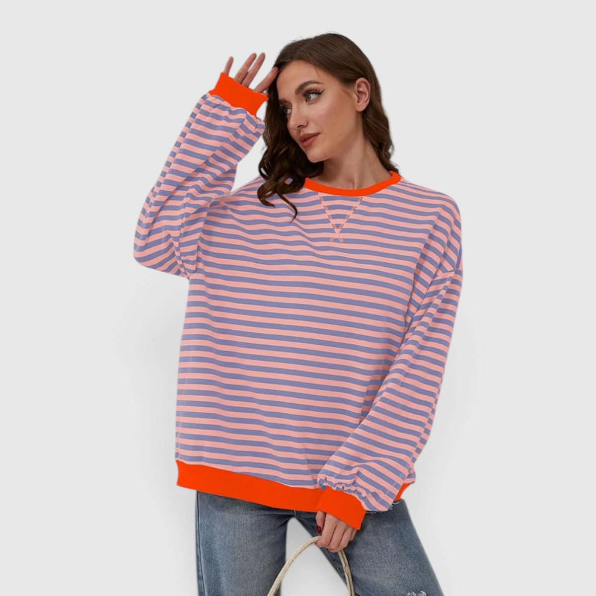 Dame Stribet Crewneck Sweater - Casual Striktop