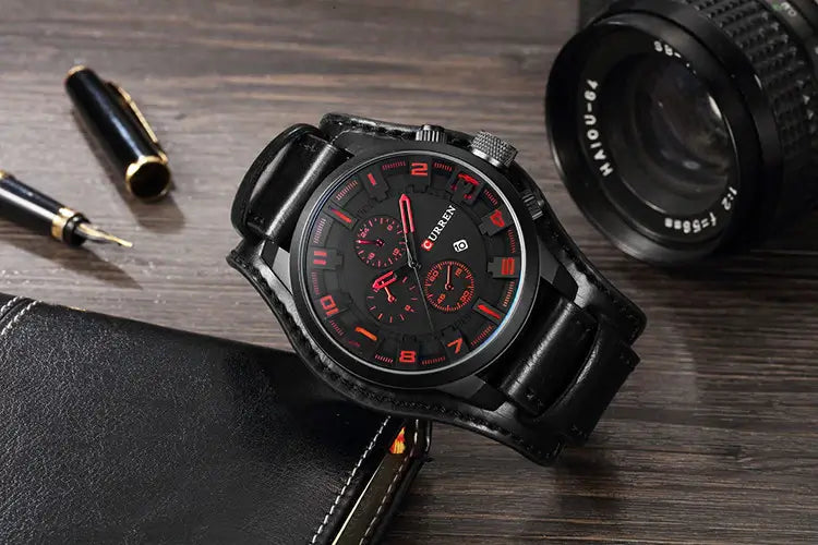 Kronograf-ur i læder til mænd - - watches - {{ product_tags }