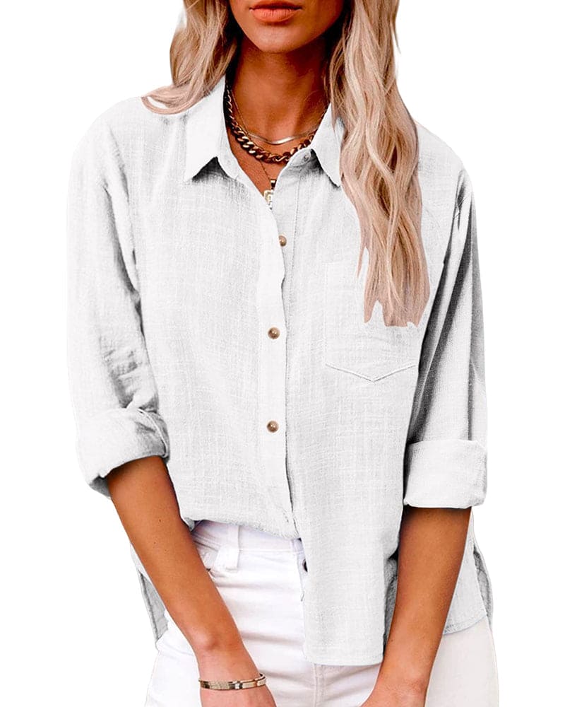 Dame Afslappet Skjorte - Løs Casual Bluse