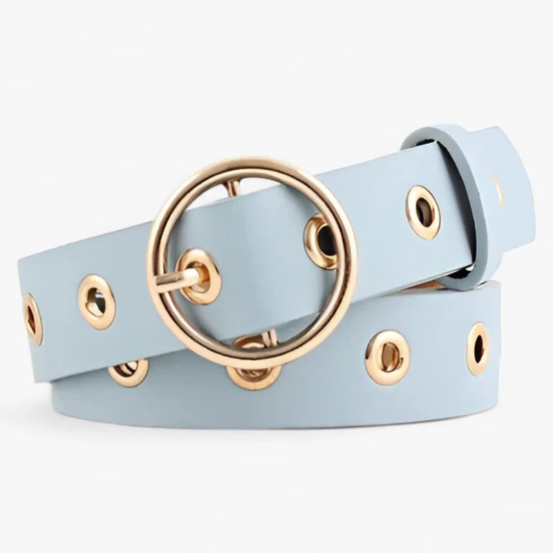 Emma | Damebælte med rundt spænde - Blå - women's fashion - {{ product_tags }