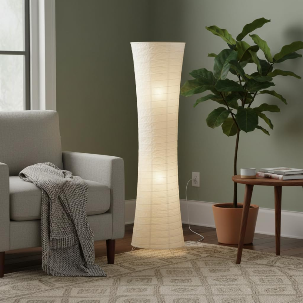 Skulpturel LED Gulvlampe – Varm Stuestemning