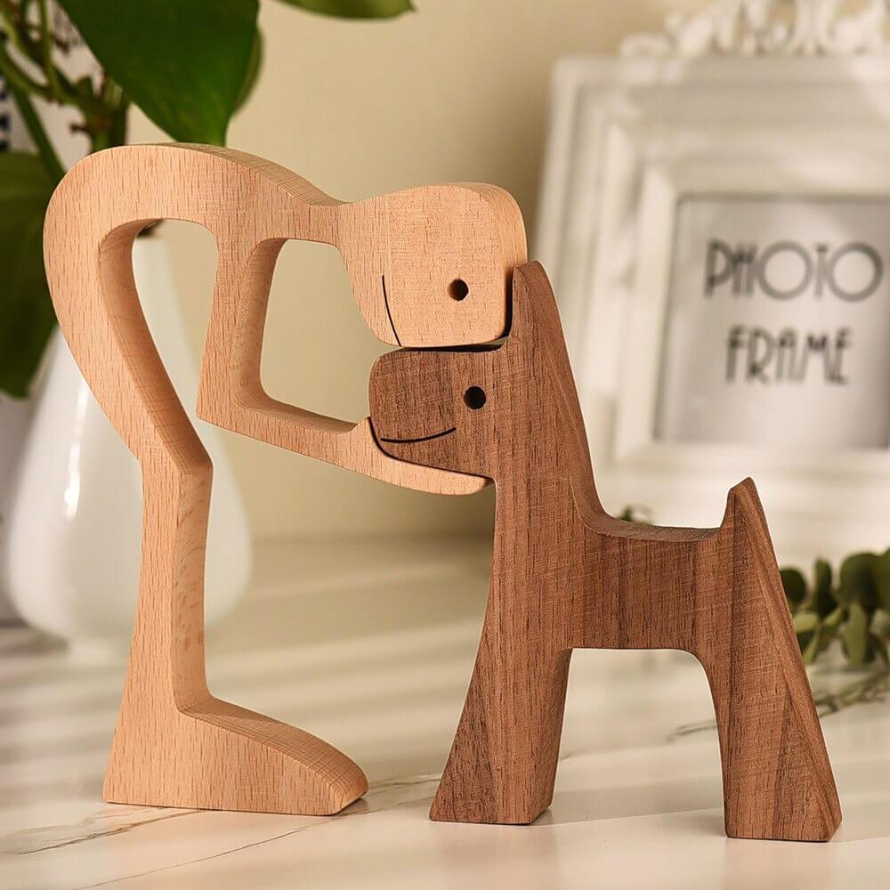 Træskulptur af mand og hund - Mand med hund - house & garden - {{ product_tags }