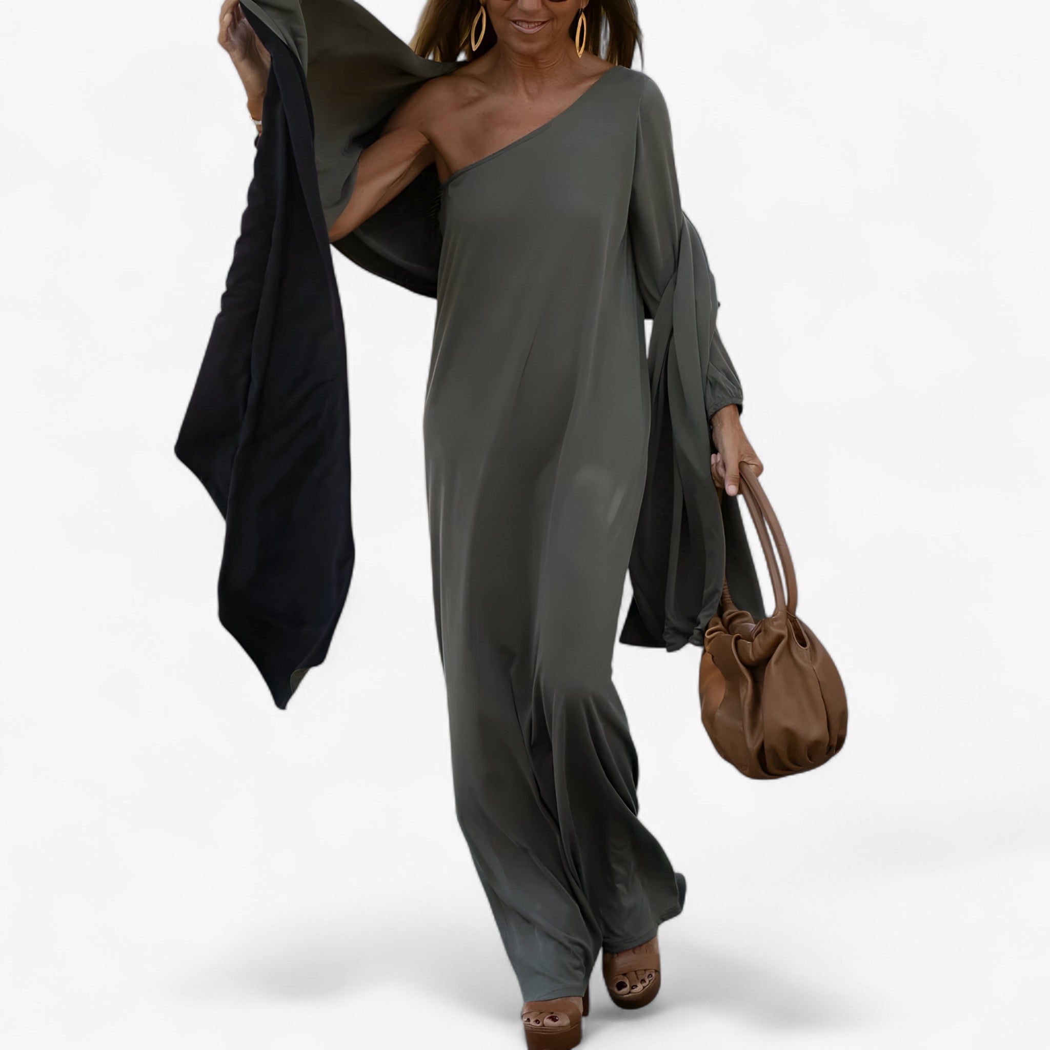Anika | En-skulder kjole - Grå - women's fashion - {{ product_tags }