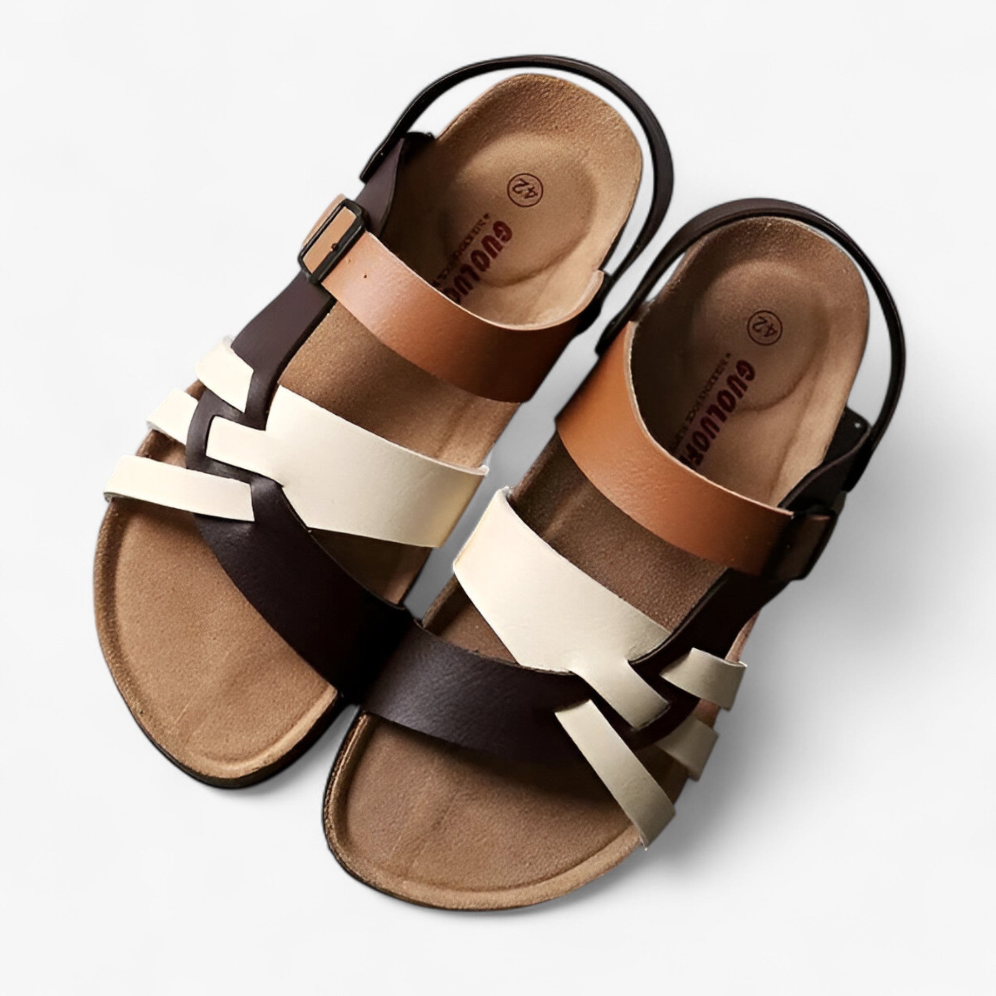 Jakob - Sorte sommersandaler til mænd - Hvid og Brun - shoes - {{ product_tags }
