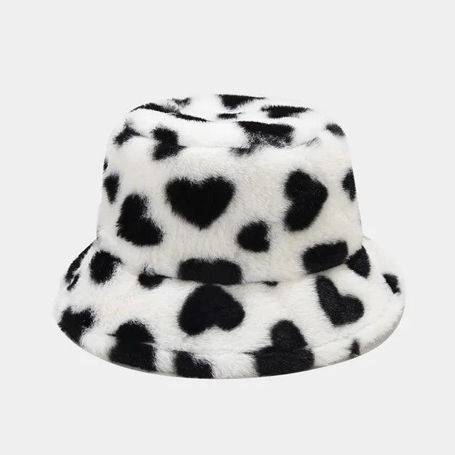 BEATRIX - Vinterhue i imiteret pels med hjerteprint til kvinder - Sort 54-58cm - women's fashion - {{ product_tags }