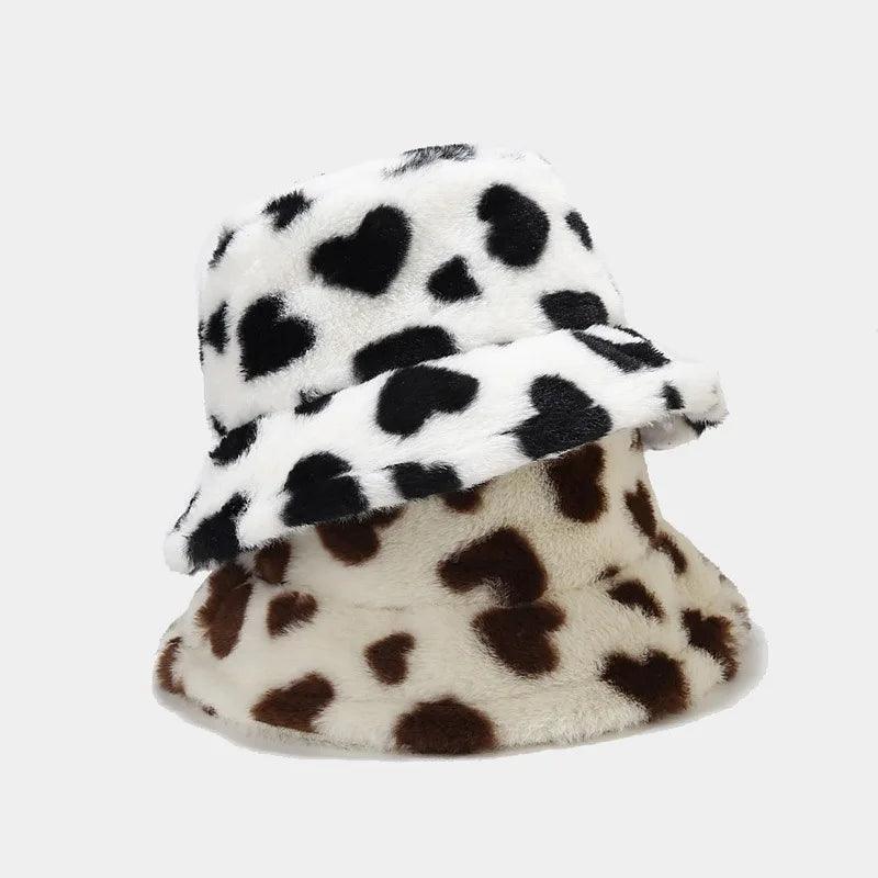 BEATRIX - Vinterhue i imiteret pels med hjerteprint til kvinder - - women's fashion - {{ product_tags }
