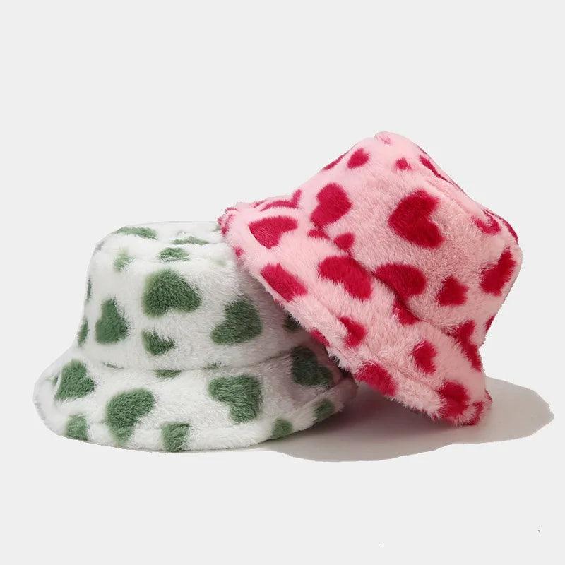 BEATRIX - Vinterhue i imiteret pels med hjerteprint til kvinder - - women's fashion - {{ product_tags }