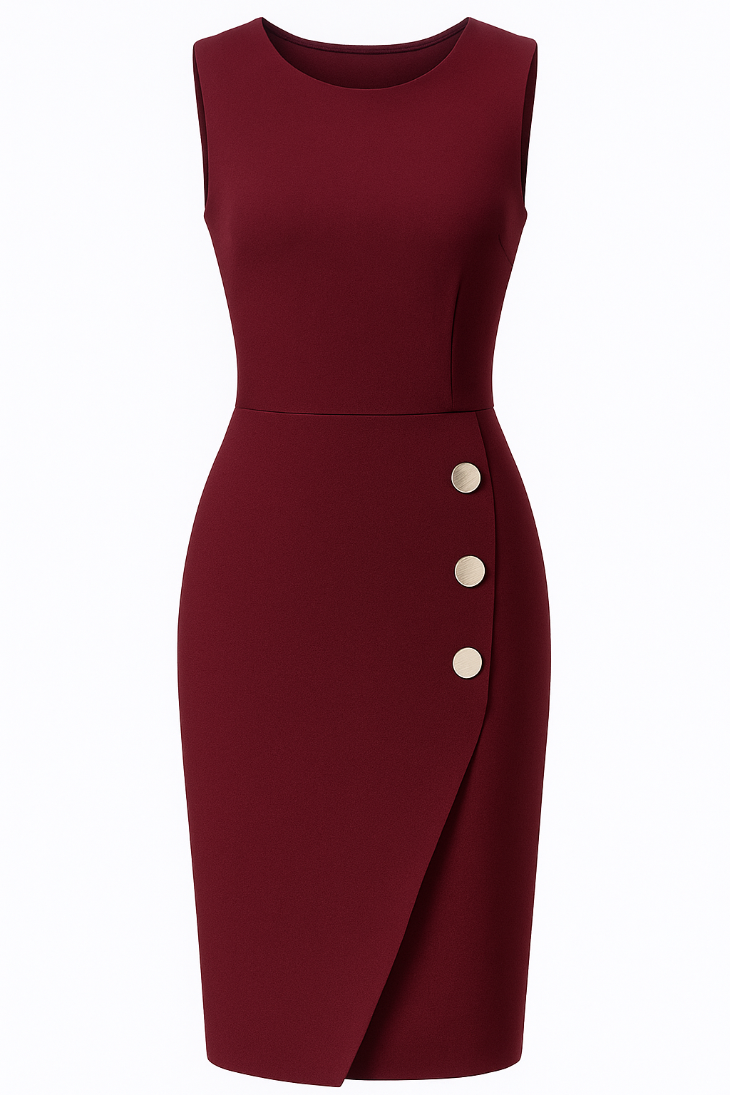 Teresa | Elegant ærmeløst kjole med dekorative asymmetriske knapper - Rød - Teresa | Elegant ærmeløst kjole med dekorative asymmetriske knapper - €25 - {{ product_tags }