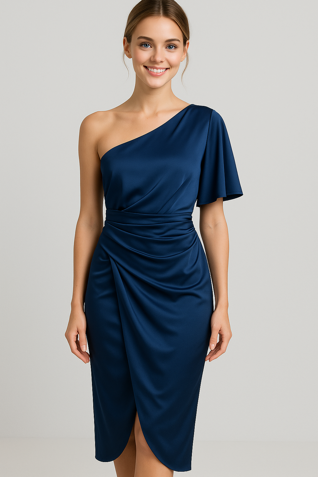 Eveline | Enkeltspættet kjole i satin med elegant slidser - - Eveline | Enkeltspættet kjole i satin med elegant slidser - €25 - {{ product_tags }