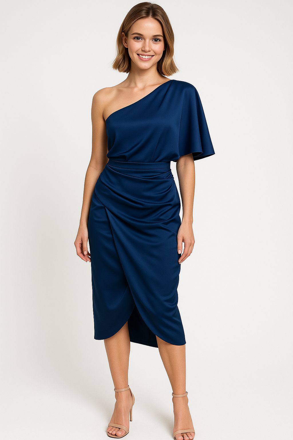 Eveline | Enkeltspættet kjole i satin med elegant slidser - - Eveline | Enkeltspættet kjole i satin med elegant slidser - €25 - {{ product_tags }