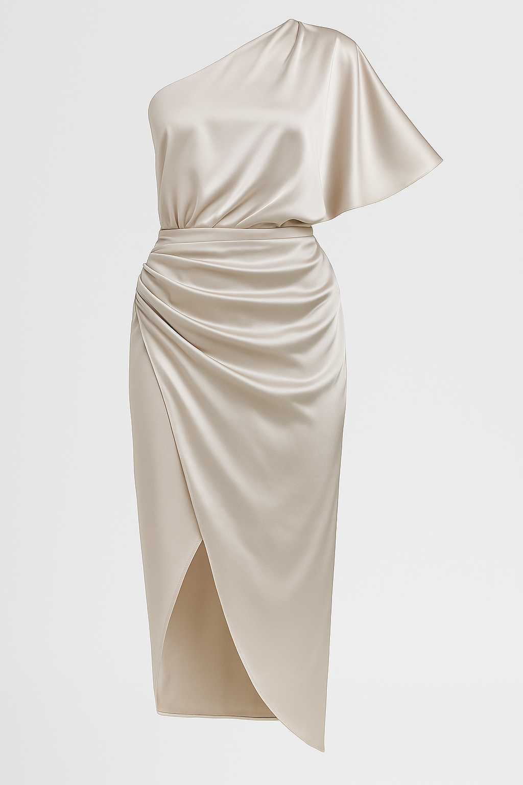 Eveline | Enkeltspættet kjole i satin med elegant slidser - Kakifrugter - Eveline | Enkeltspættet kjole i satin med elegant slidser - €25 - {{ product_tags }