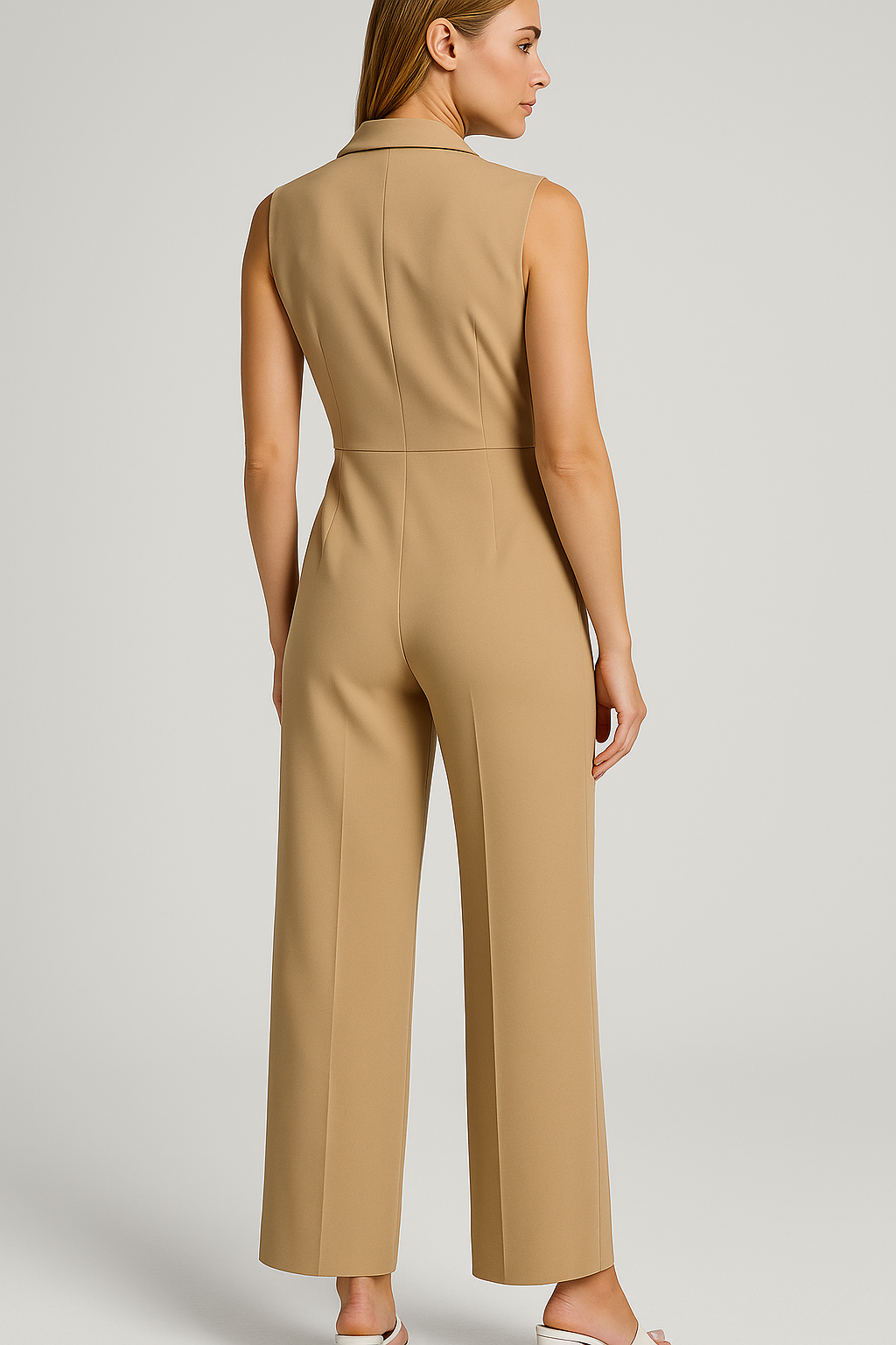 Veronica | Elegant ærmeløs jumpsuit med reverskrave og brede ben bukser - - Veronica | Elegant ærmeløs jumpsuit med reverskrave og brede ben bukser - €25 - {{ product_tags }