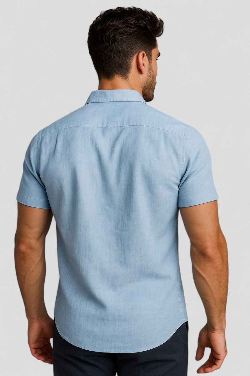 Vico | Sommerskjorte til mænd i linned med korte ærmer og forlommer - - Vico | Sommerskjorte til mænd i linned med korte ærmer og forlommer- €25 - {{ product_tags }