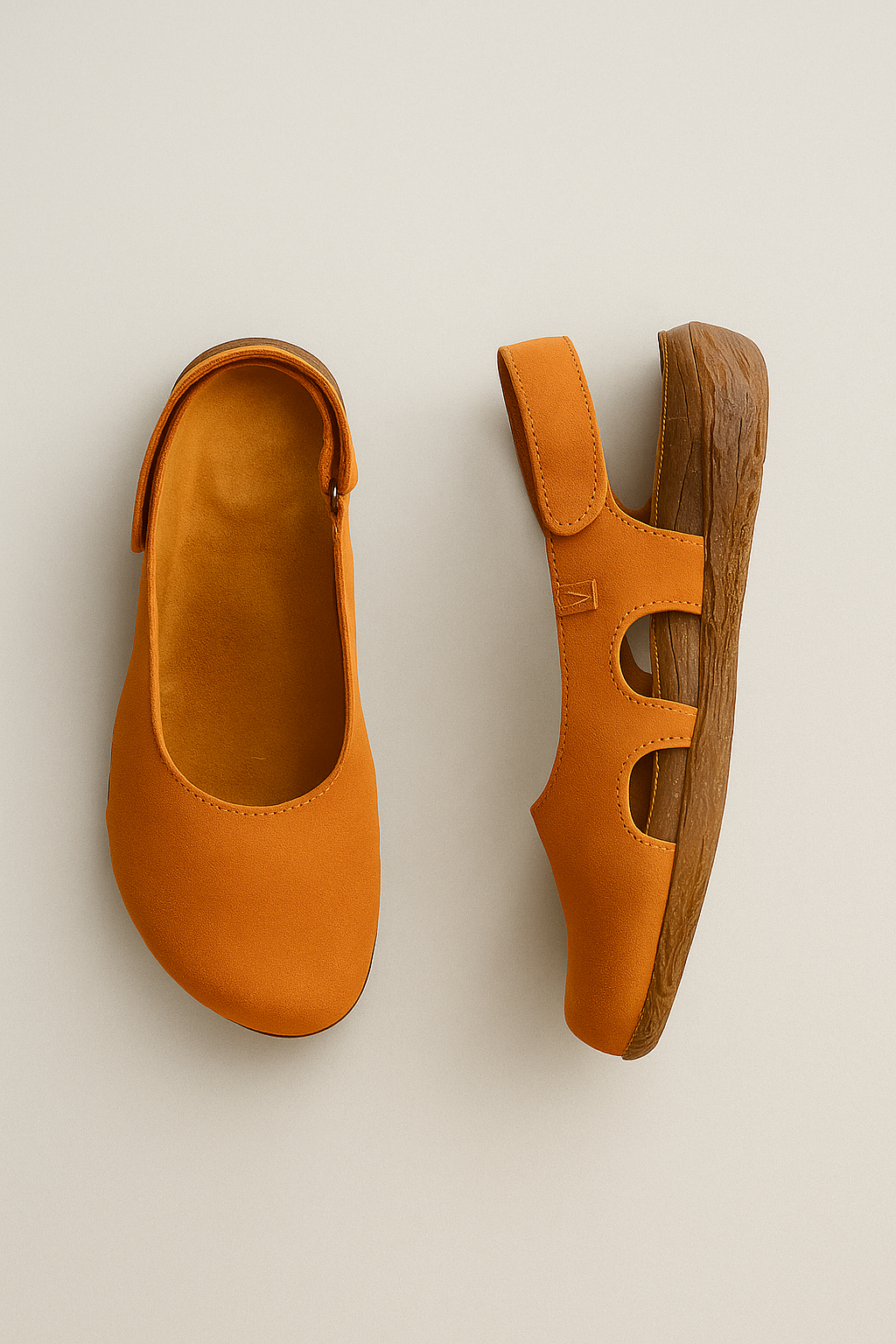Ophelia | Pumps med kilehæl i imiteret læder - Orange - Ophelia | Pumps med kilehæl i imiteret læder - €25 - {{ product_tags }