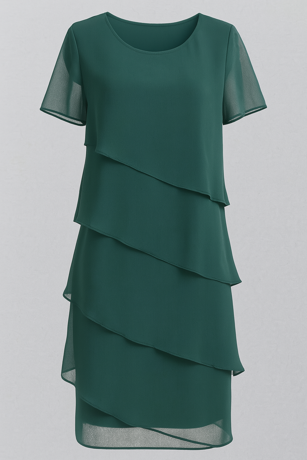 Liana | Elegant chiffon kjole med lagdelt look i elegante farver - Grøn - Liana | Elegant chiffon kjole med lagdelt look i elegante farver - €25 - {{ product_tags }