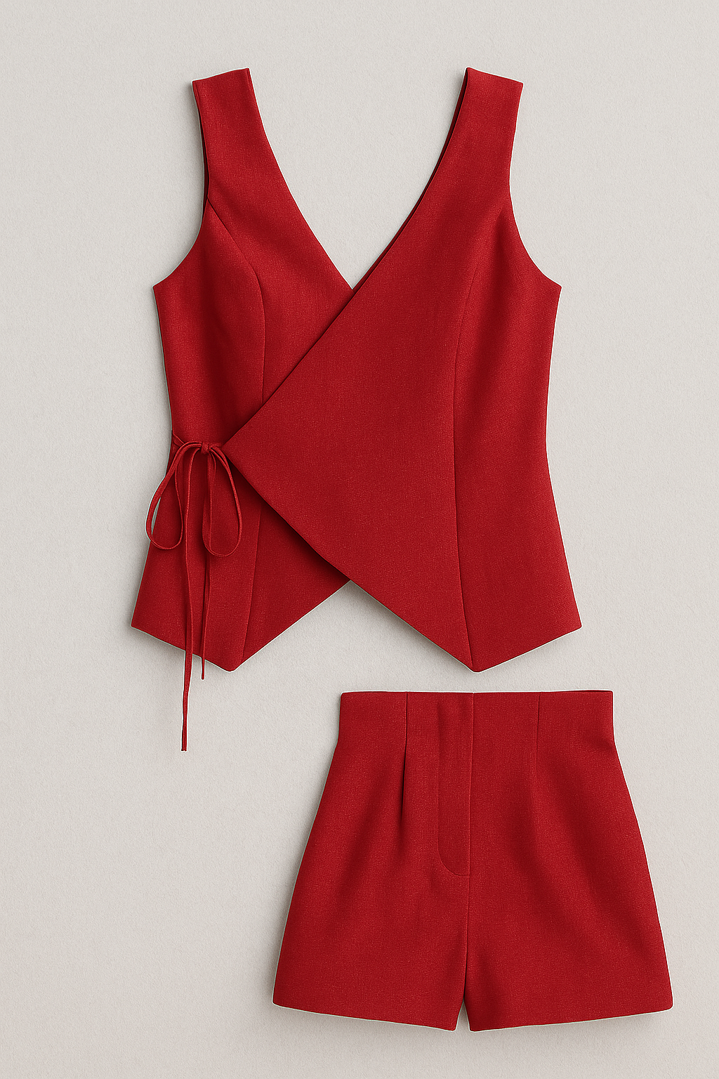 Carmen | Ærmeløs slå-om-shorts jumpsuit til kvinder - Rød - Carmen | Ærmeløs slå-om-shorts jumpsuit til kvinder- €25 - {{ product_tags }