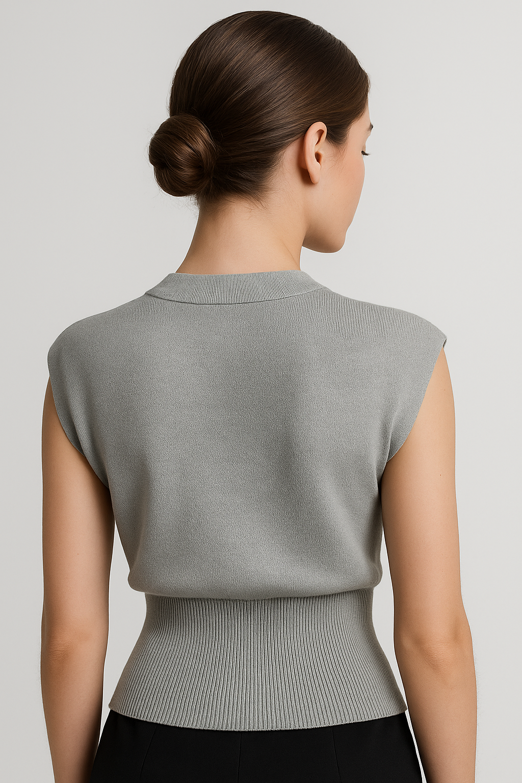Iris | Elegant damestrikvest med guldknap - - Iris | Elegant damestrikvest med guldknap - €25 - {{ product_tags }