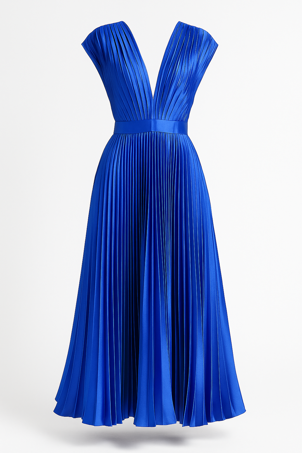 Amora | Damen elegant plissee-midi kjole med V-hals - Blå - Amora | Damen elegant plissee-midi kjole med V-hals - €25 - {{ product_tags }