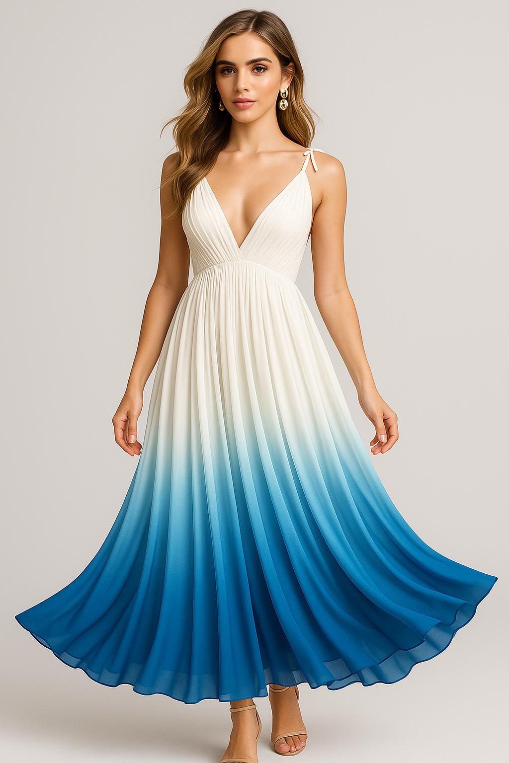 Marina | Elegant Ombré-Maxikjole med dybt V-hals - - Marina | Elegant Ombré-Maxikjole med dybt V-hals - €25 - {{ product_tags }