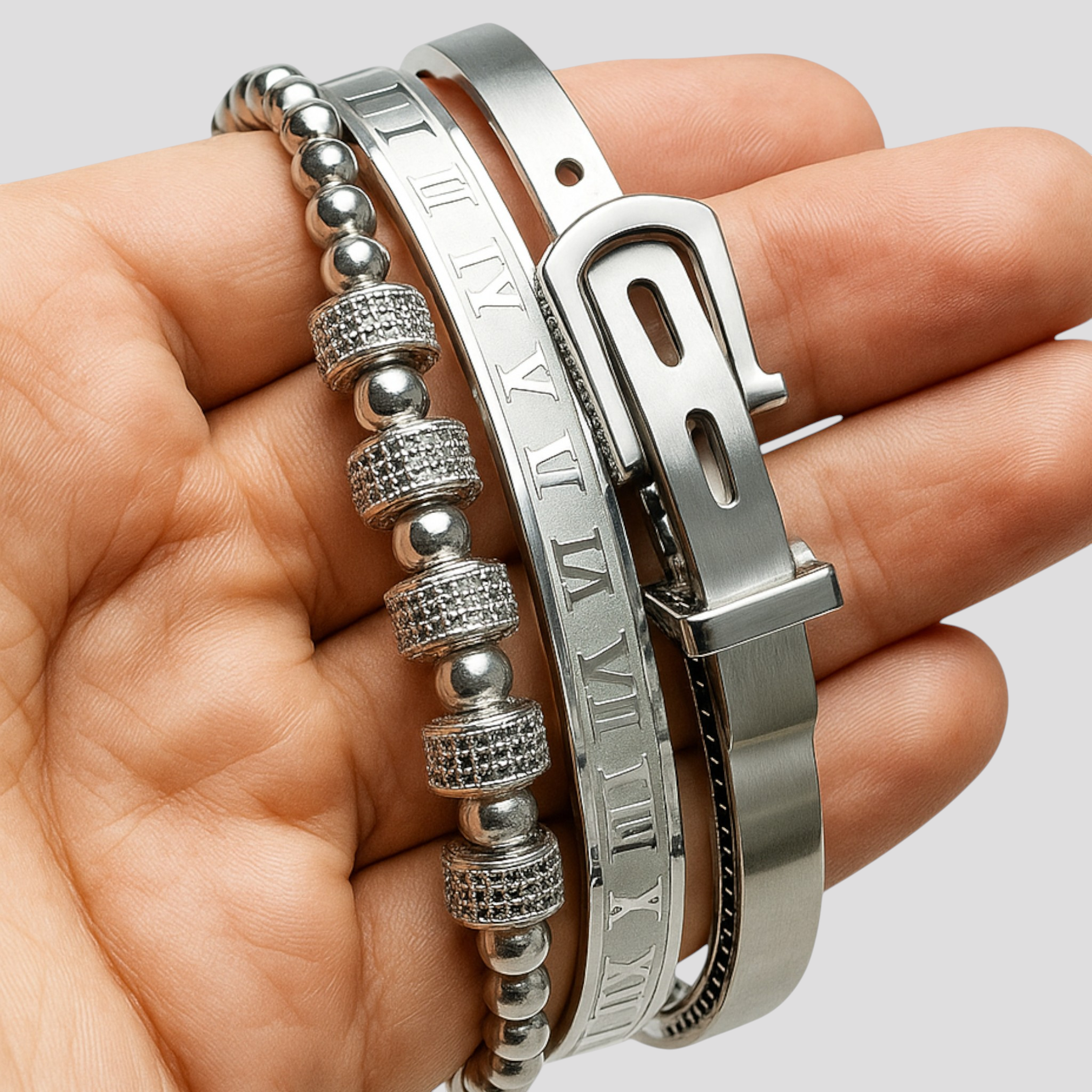 Titanium Armbåndsæt - Sølv - Bracelets - {{ product_tags }
