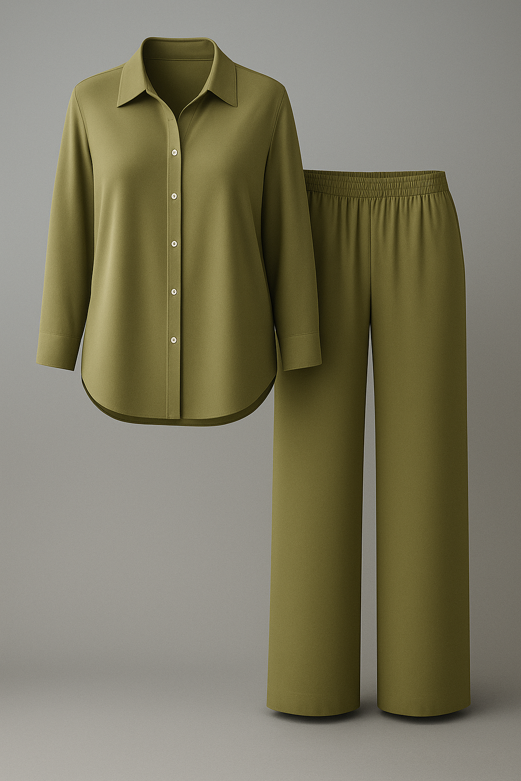 Claudia | Kvinders Elegant Sommersæt med Løs Pasform - Olivengrøn - Kvinders sæt - {{ product_tags }