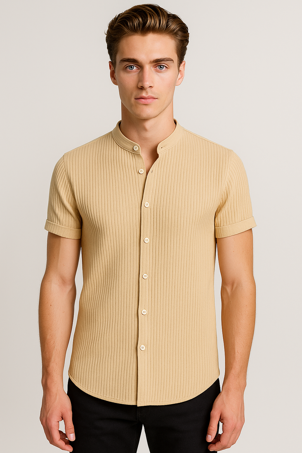 Aiden | Kortærmet herrebluse i bomuld – Åndbar, elegant og alsidig - - Aiden | Kortærmet herrebluse i bomuld – Åndbar, elegant og alsidig - €25 - {{ product_tags }