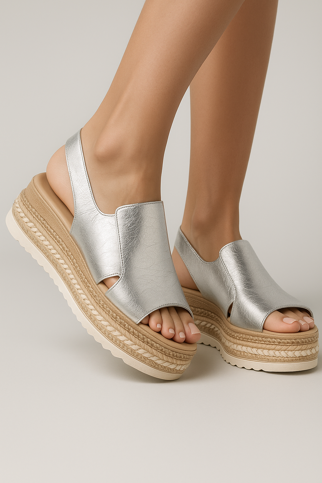 Annika | Metallisk Plateau Slingback Sandaler - - Annika | Metallisk Plateau Slingback Sandaler - €25 - {{ product_tags }